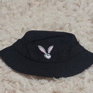 Malbon Black Bucket Hat with Bunny Embroidery